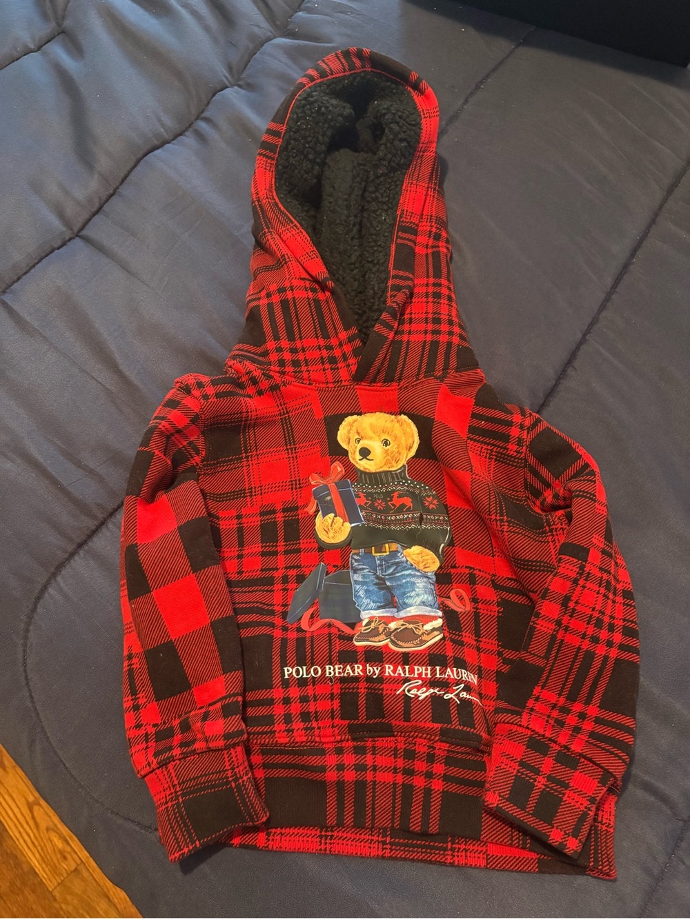 Polo by Ralph Lauren Red & Black Plaid Polo Bear Hoodie